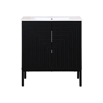 Rowan Geometric Modern Transitional 2-Shelf Bath Vanity Cabinet Only (Sink Basin Not Included)